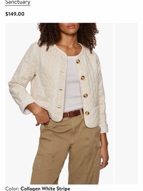 Sanctuary Collagen White Stripe Quilted Utility Jacket